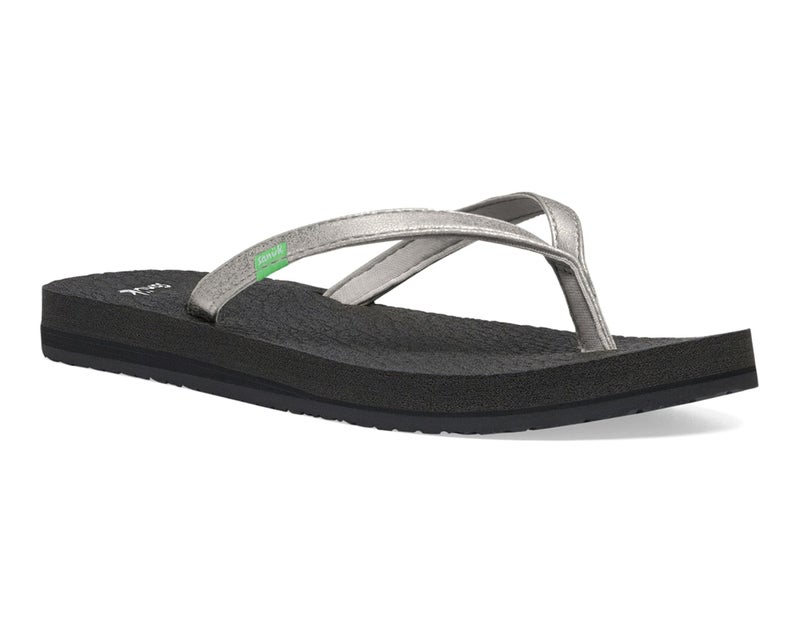 Sanuk Yoga Spree | Yoga Mat Footbed | Flip Flops for Women | Yoga Sandals For Women | Women's Beach Sandals, Silver, 9 - Image 2